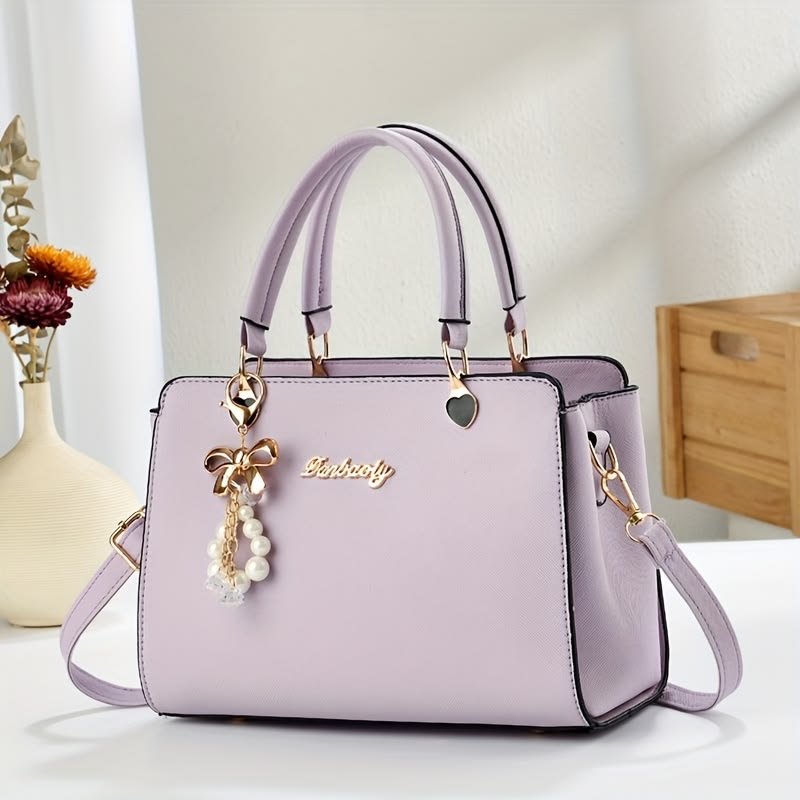 omen Shoulder Bag Large Capacity Multi Pocket Crossbody Handbag with Wide Strap Stylish Solid Color Casual Bag for Daily Use