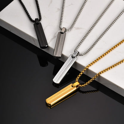 Silver 100% Pure Stainless Steel Vertical Bar Necklace/Locket/Chain for Men/Boys/girls