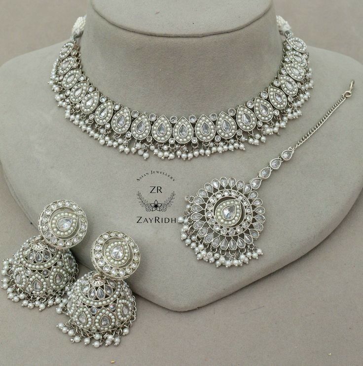 Layer Silver Stone Choker Set/Beautiful Necklace Set Jewelry For Girl and Women  Ratings