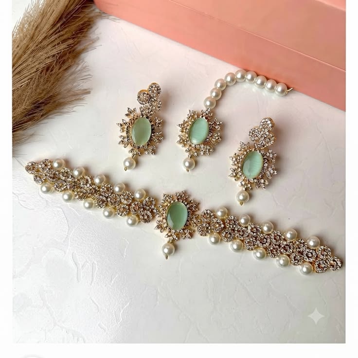 Luxury Twisted Pearl Bridal Choker Set with Sage Meenakari & Polki Kundan
