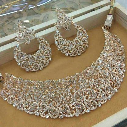 Zarcon necklace set with earrings and tika for girls and women