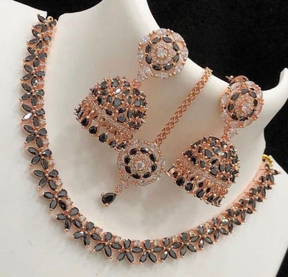 Zarcon necklace set with earrings and tika for girls and women