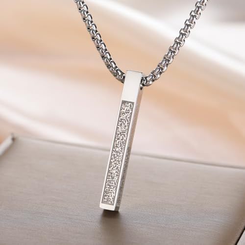 Silver 100% Pure Stainless Steel Vertical Bar Necklace/Locket/Chain for Men/Boys/girls